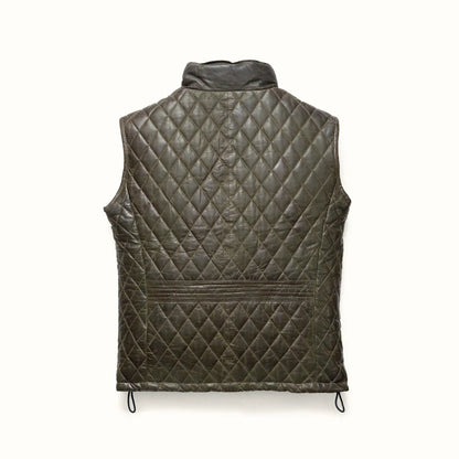 Olive Green Quilted Leather Vest