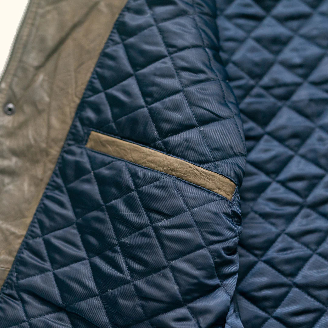 Olive Green Quilted Leather Vest