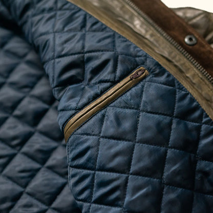 Olive Green Quilted Leather Jacket