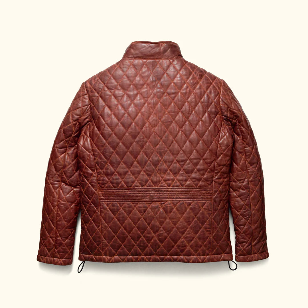 Whiskey Brown Quilted Leather Jacket