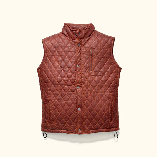 Whiskey Brown Quilted Leather Vest