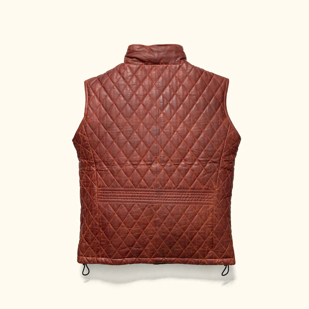 Whiskey Brown Quilted Leather Vest