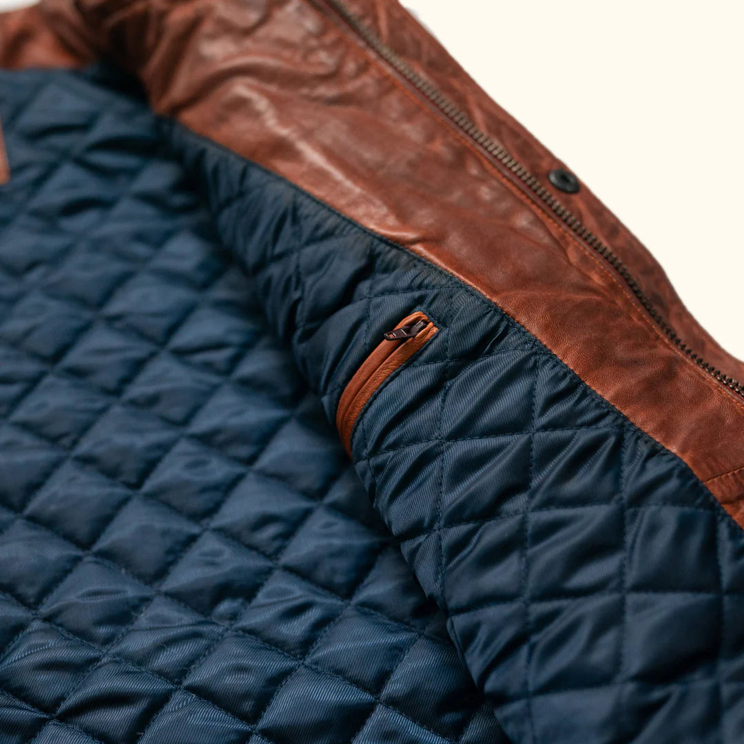 Whiskey Brown Quilted Leather Vest