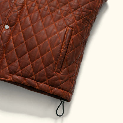 Whiskey Brown Quilted Leather Jacket