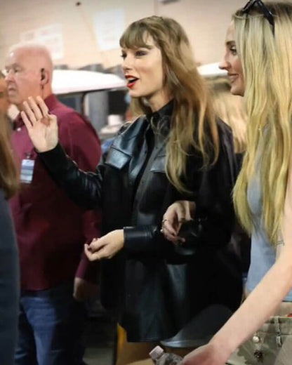 Kansas City Chiefs Taylor Swift Black Leather Jacket