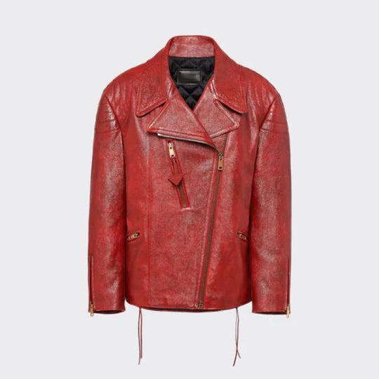 Red Biker Leather Jacket