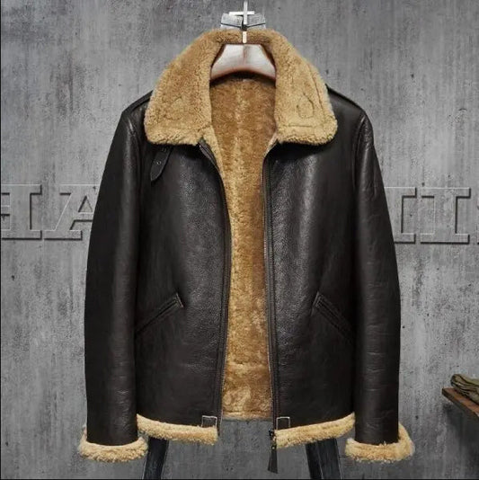 Men's Aviator Shearling Fur Sheepskin Jacket