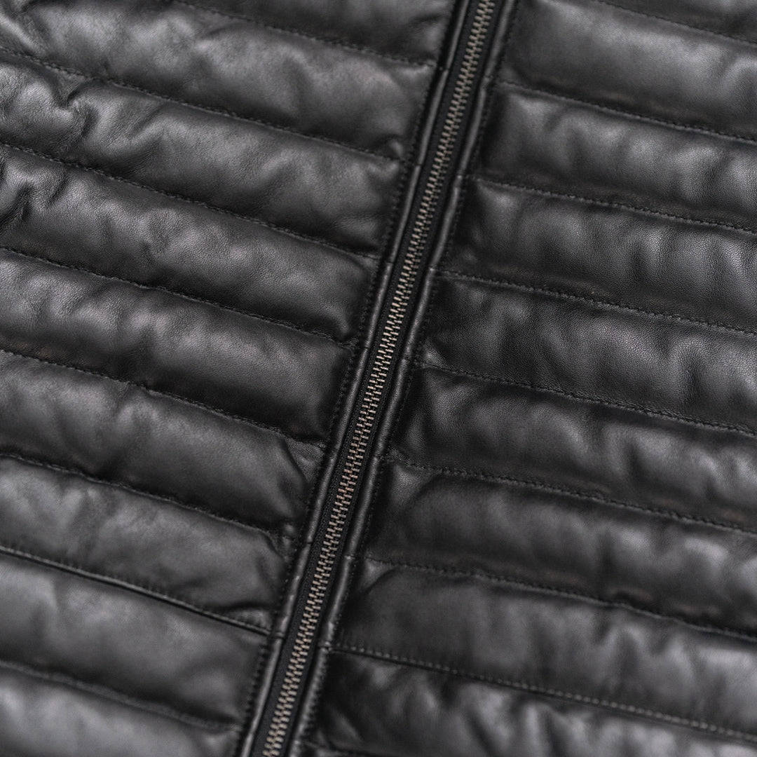 Bridger-Style Black Puffer Leather Jacket