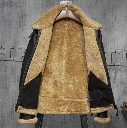 Men's Aviator Shearling Fur Sheepskin Jacket