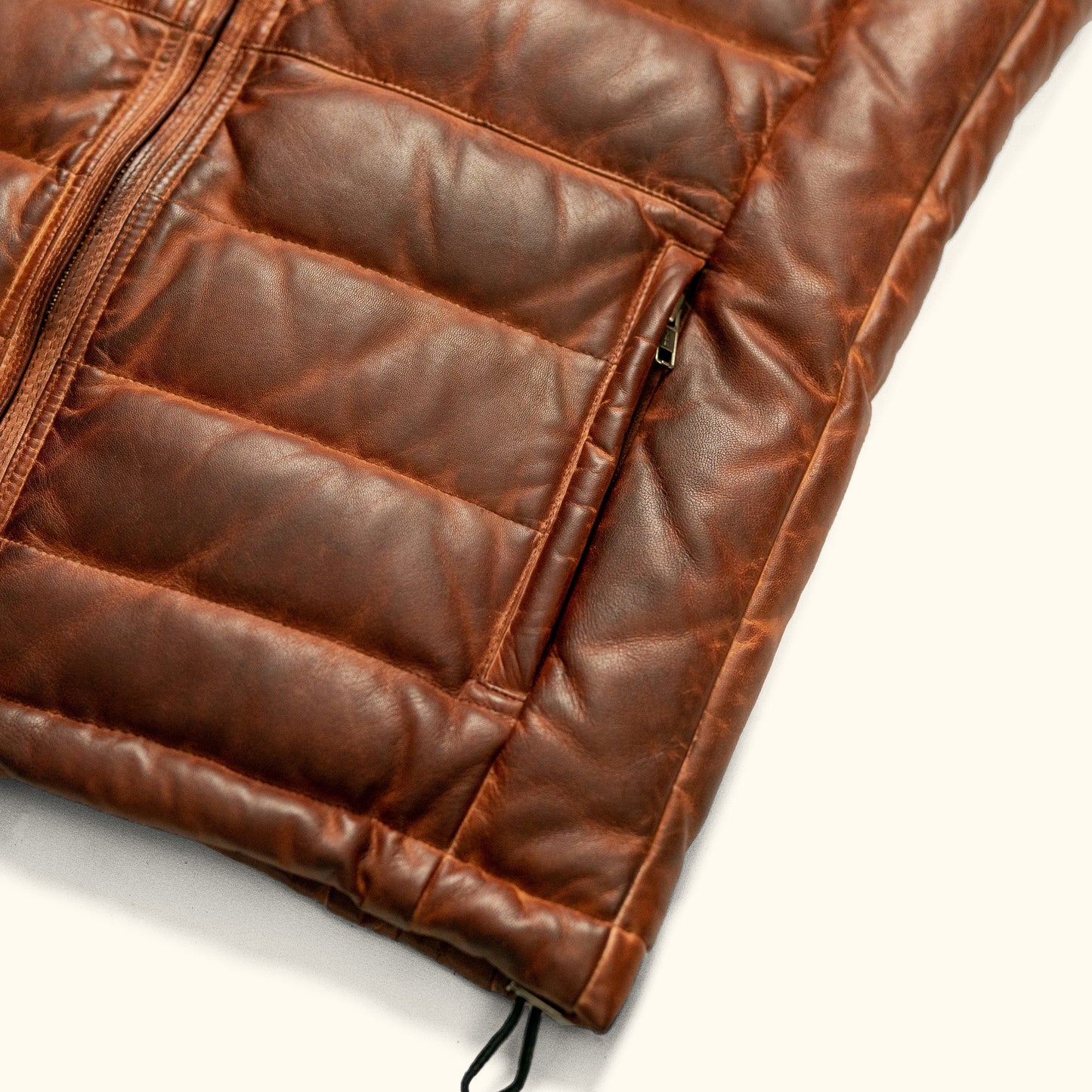 Bridger Light Brown Puffer Leather Vest