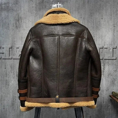 Men's B3 Flight Sheepskin Aviator Fur Shearling Leather Jacket