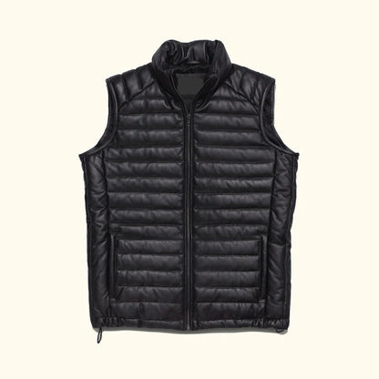 Bridger Style Black Puffer Leather Vest
