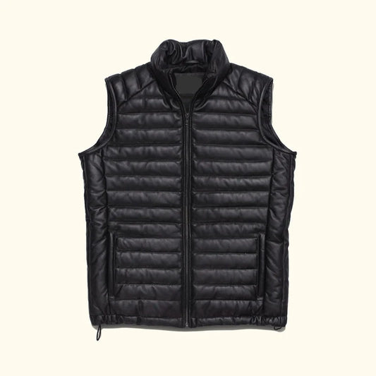 Bridger Style Black Puffer Leather Vest