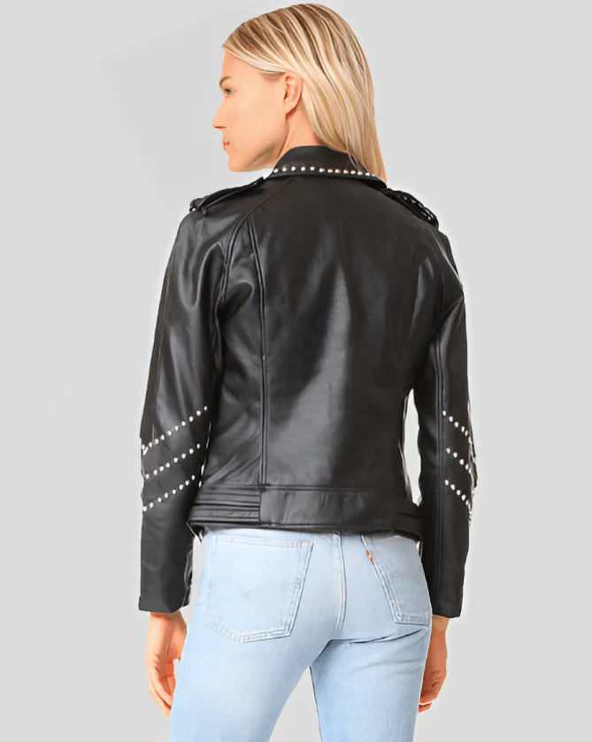 Studded Leather Biker Jacket