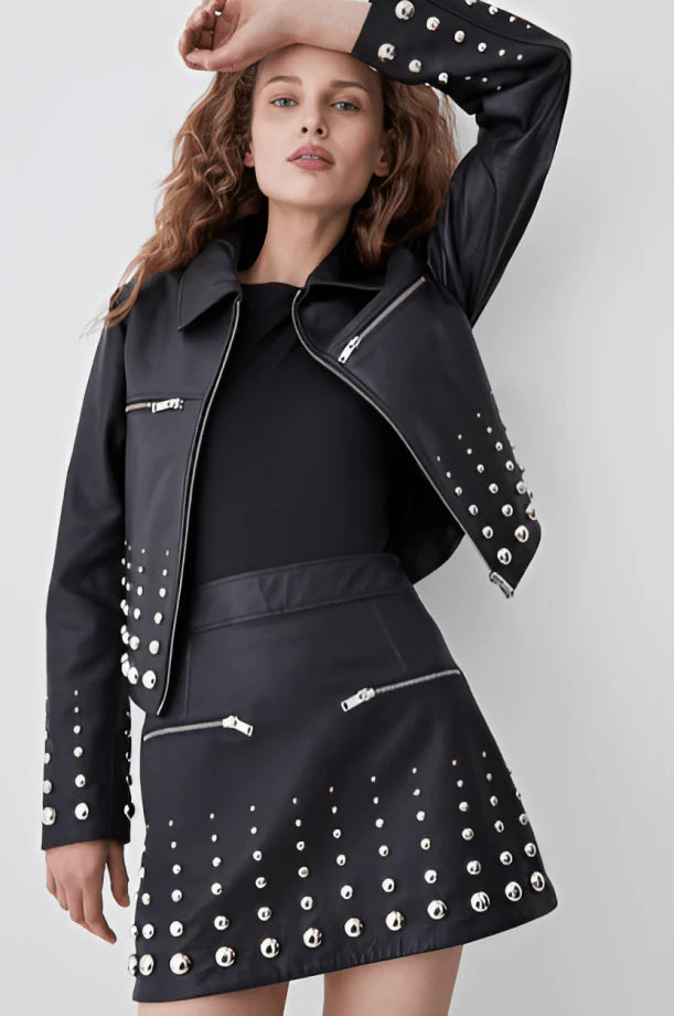 Black Studded Leather Jacket