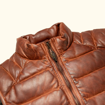 Bridger Light Brown Puffer Leather Jacket