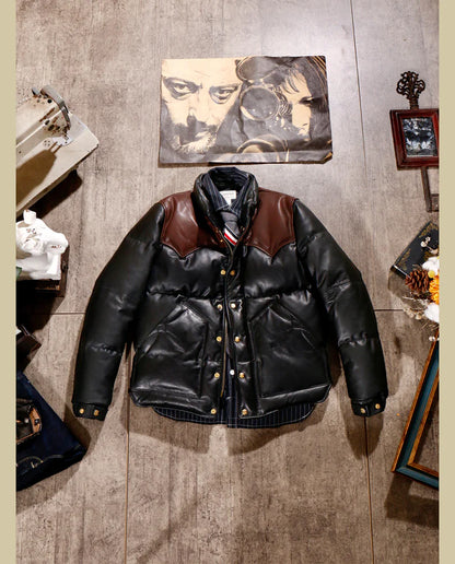 Black Designer Puffer Leather Jacket – Timeless & Chic