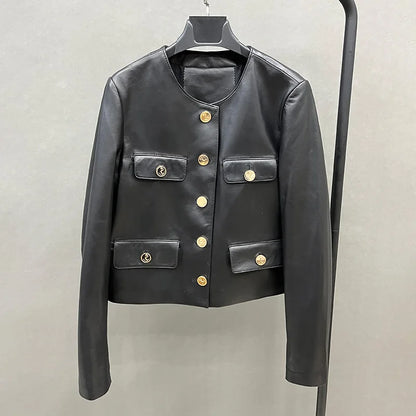 Black Cropped Leather Jacket – Limited Edition