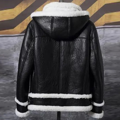 Hooded Shearling Leather Jacket