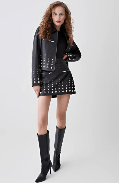 Black Studded Leather Jacket