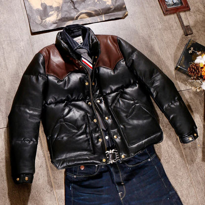 Black Designer Puffer Leather Jacket – Timeless & Chic