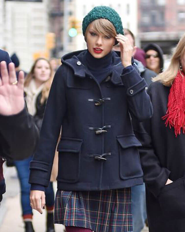 Taylor Swift Hooded Blue Wool Coat