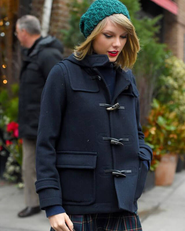 Taylor Swift Hooded Blue Wool Coat