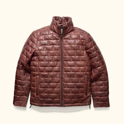 Brown Puffer Leather Jacket