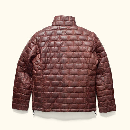 Brown Puffer Leather Jacket