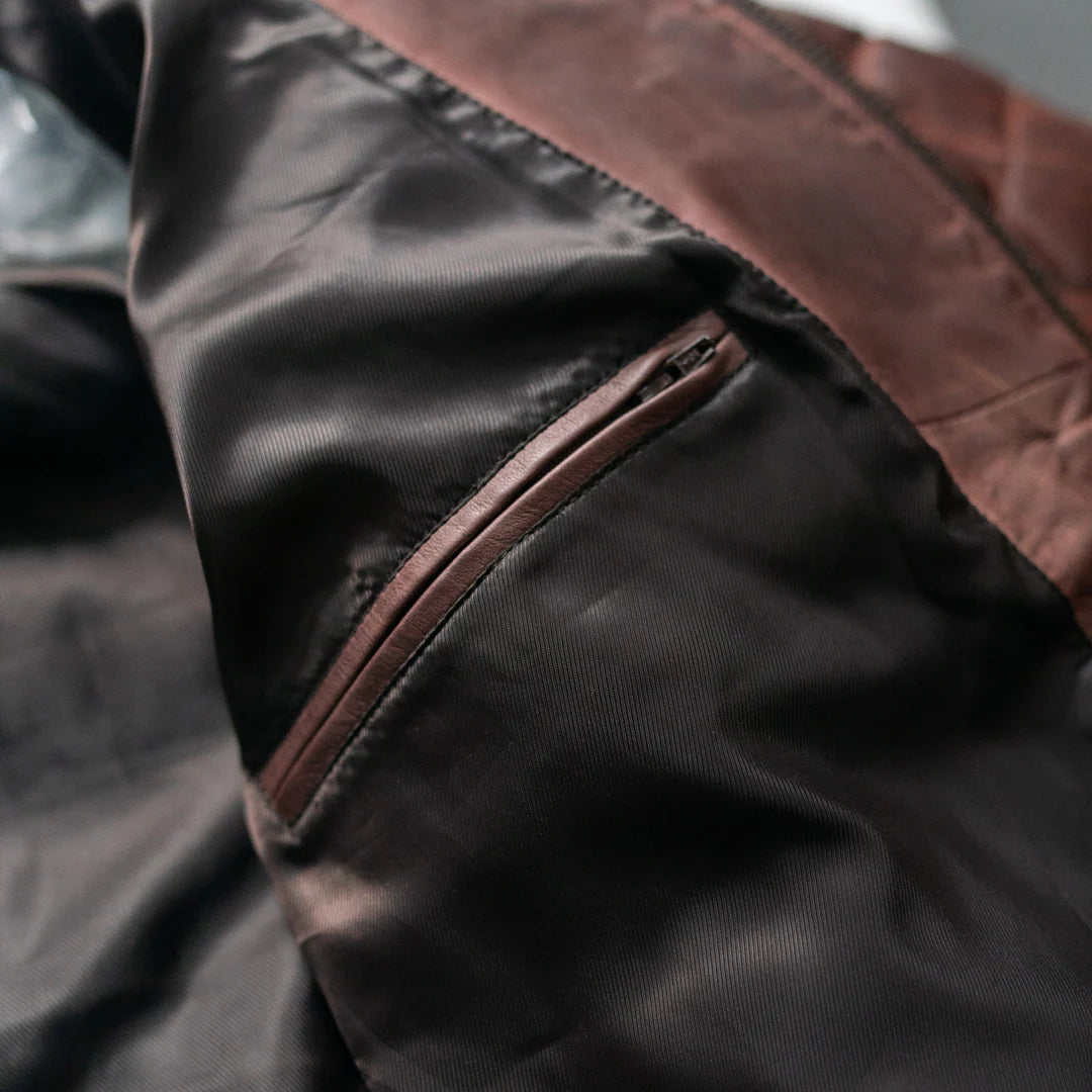 Brown Puffer Leather Jacket