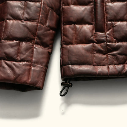 Brown Puffer Leather Jacket