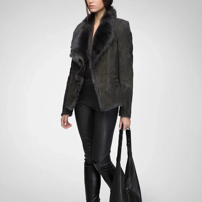 Black Suede Shearling Jacket