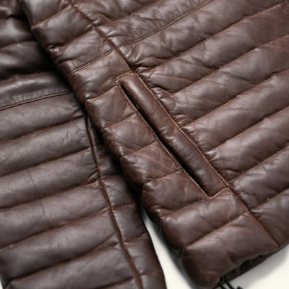 Bridger Dark Brown Puffer Leather Jacket
