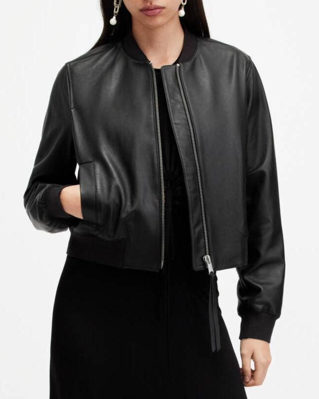 Women's Leather Bomber Jacket