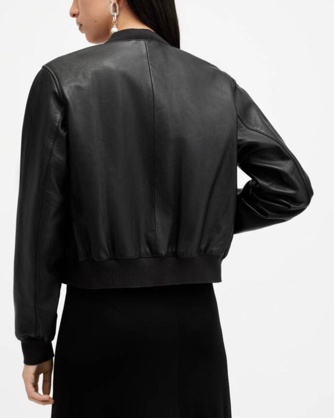 Women's Leather Bomber Jacket