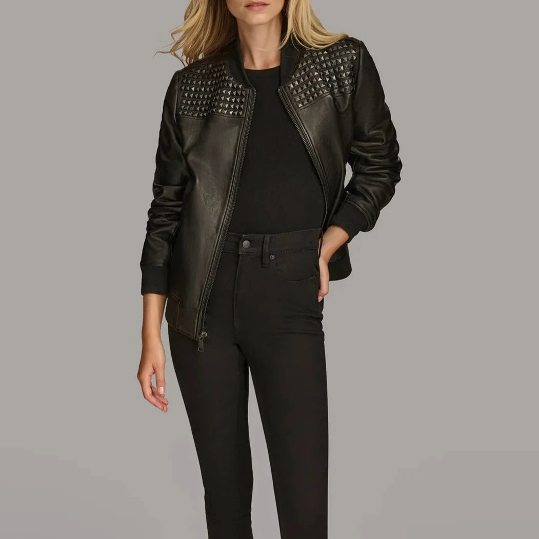 Studded Bomber Jacket for Women