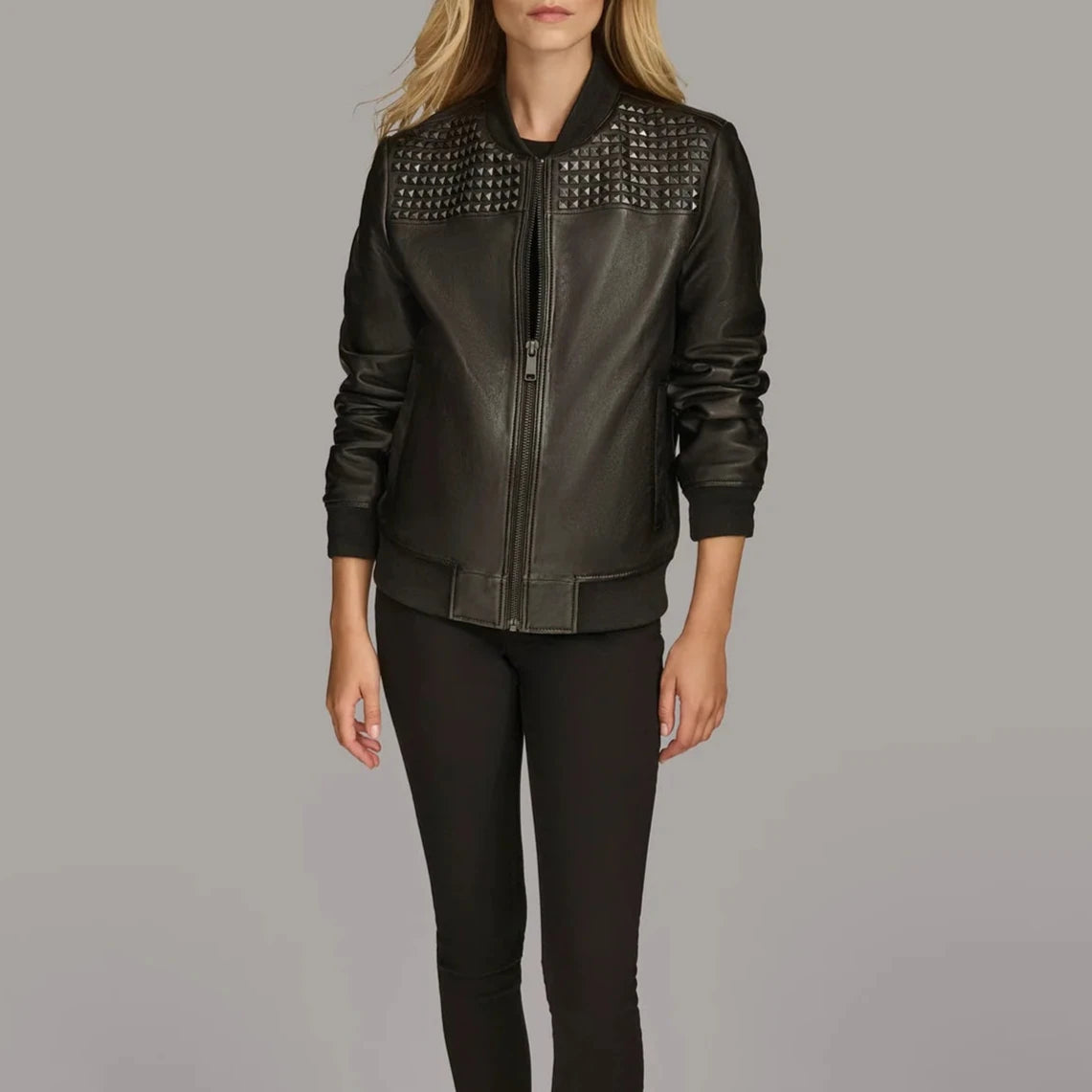 Studded Bomber Jacket for Women