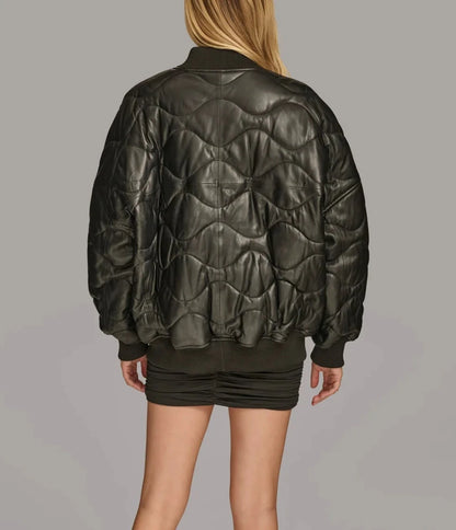 Quilted Oversized Bomber Jacket for Women