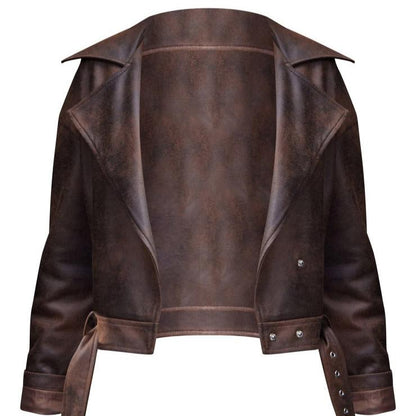 Women's Brown Distressed Leather Jacket