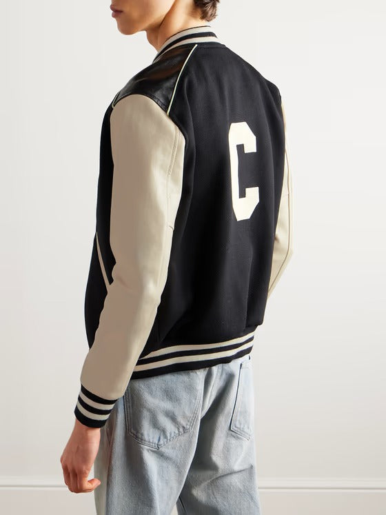 Wool-Blend and Leather Varsity Jacket