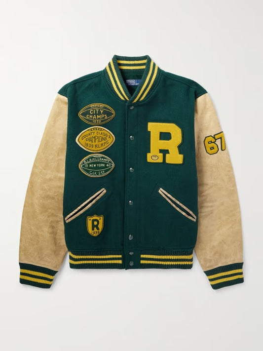 Appliquéd Wool-Blend and Leather Varsity Jacket – Unique & Stylish