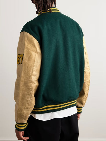 Appliquéd Wool-Blend and Leather Varsity Jacket – Unique & Stylish