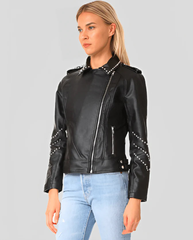 Studded Leather Biker Jacket