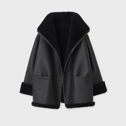 RAF Aviator Black Sheepskin Shearling Leather Jacket