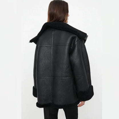 RAF Aviator Black Sheepskin Shearling Leather Jacket