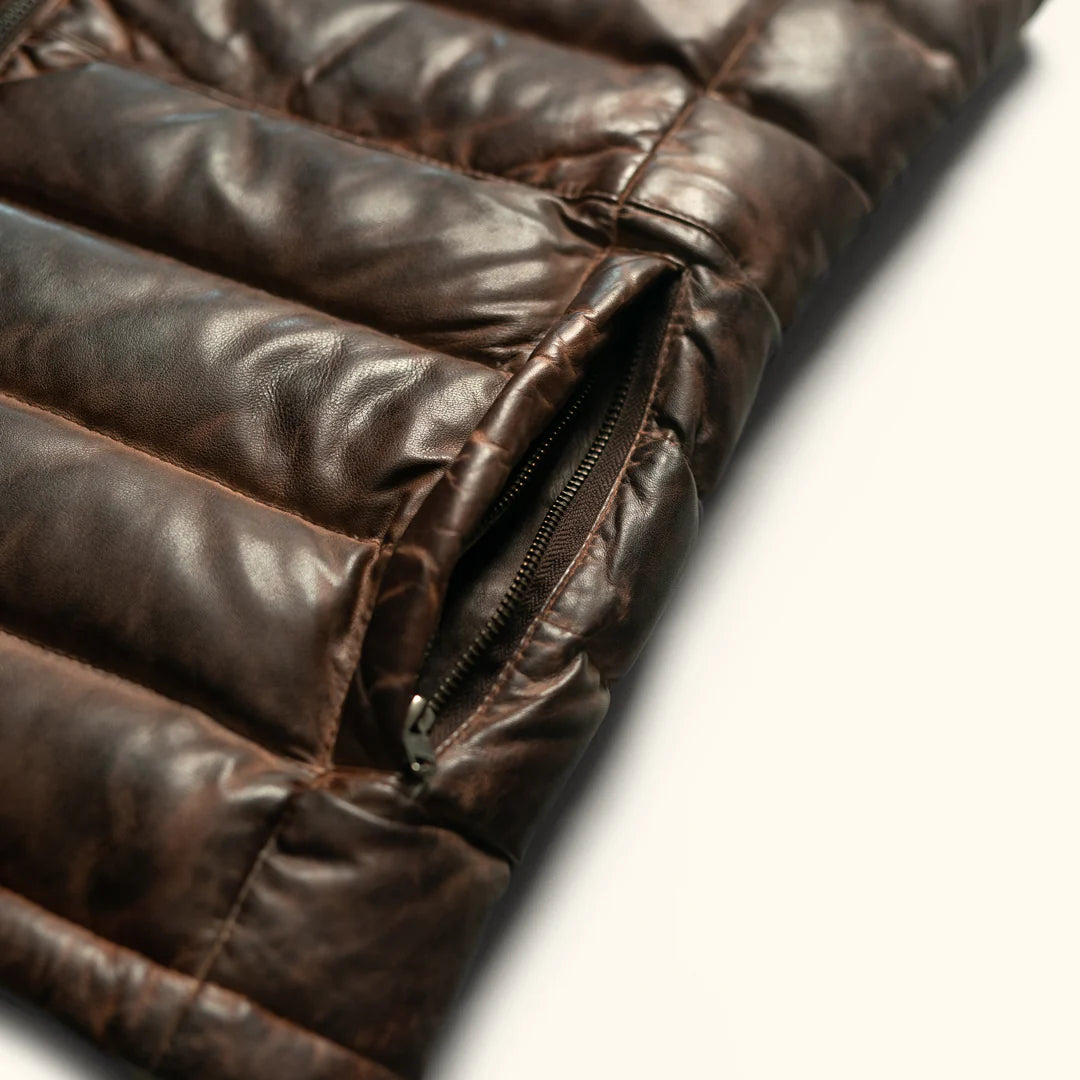 Bridger-Style Tan & Brown Leather Vest