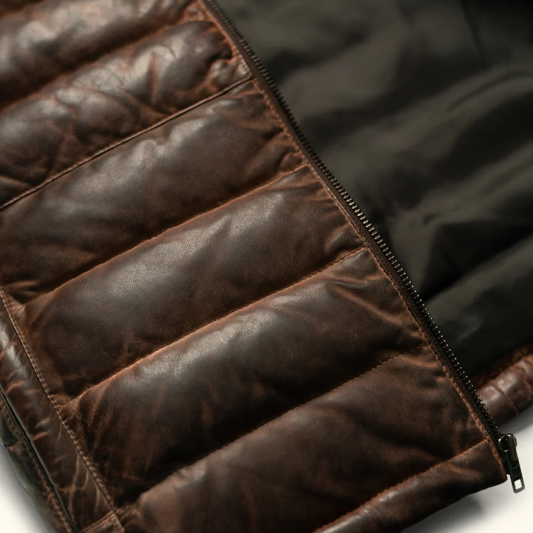 Bridger-Style Tan & Brown Leather Vest