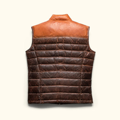 Bridger-Style Tan & Brown Leather Vest