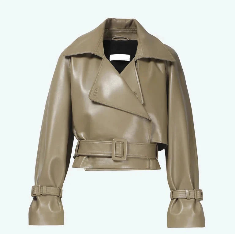 Cèpe Cropped Leather Jacket