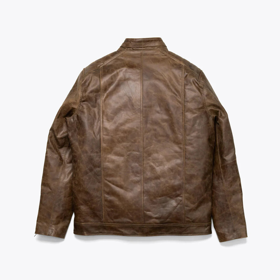 Distressed Brown Cafe Race Jacket